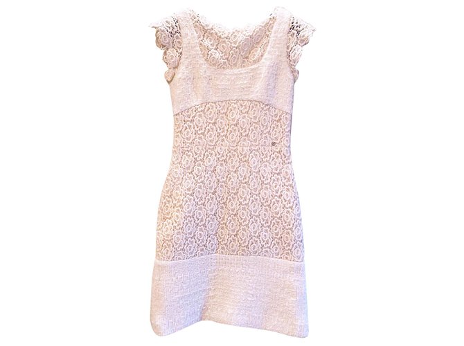 Chanel 8K$ Paris-Salzburg dress Cream Tweed  ref.264520