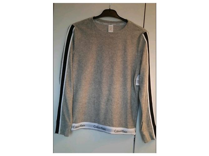 Calvin Klein Sweatshirt Grau Baumwolle mit Streifen