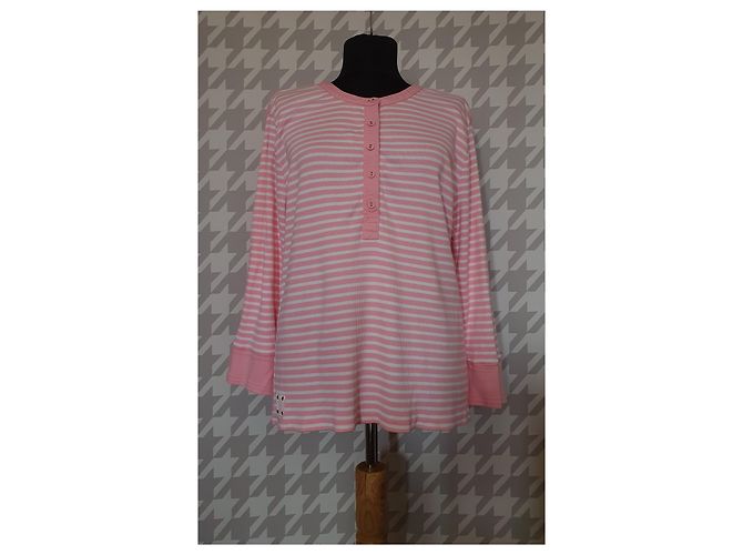 Ralph Lauren Lauren Jeans blusa de algodão listrada rosa e branco
