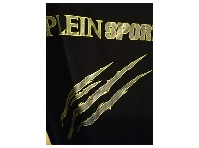 Philipp Plein Magnifique T-Shirt Plein Sport Coton Noir Vert  ref.264555
