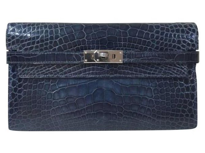 Hermès Hermes Kelly Long Alligator Wallet Clutch Black Exotic leather  ref.264726