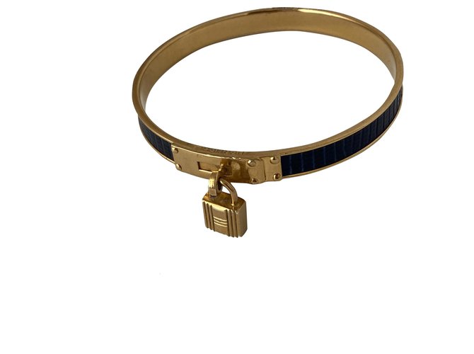 Hermès Bracciale Kelly Blu navy Placcato in oro  ref.264739