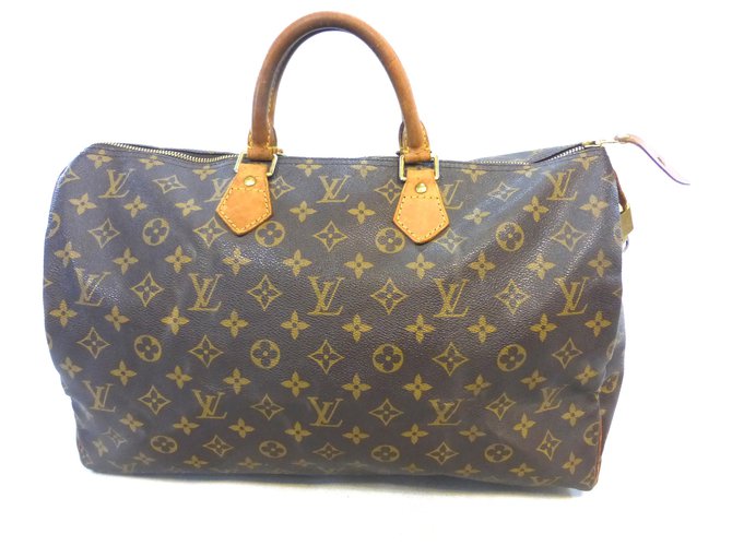 Louis Vuitton Speedy 40 monograma Castaño Cuero  ref.264744