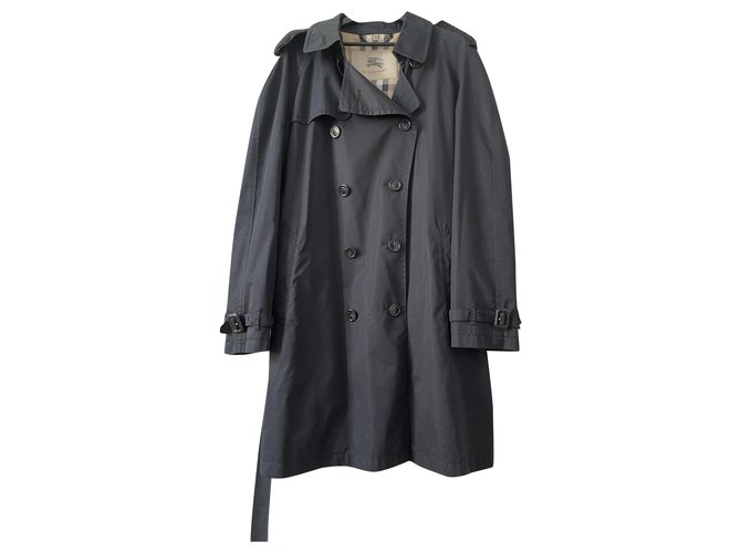 Burberry men's trench coat Black Cotton  ref.264768