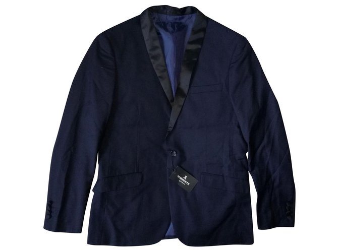 TORRENTE Couture Homme Cos 08 NOIR Dark blue Suit jacket Blazer Polyester Viscose  ref.264780