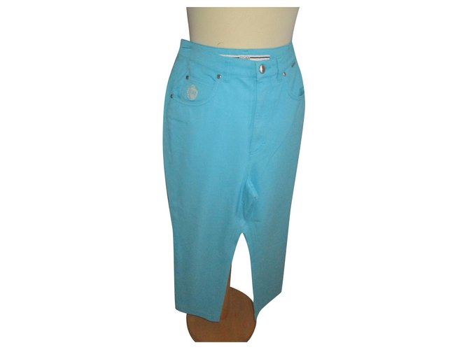 Escada Pants, leggings Turquoise Cotton  ref.264797
