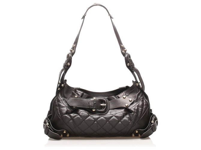 Burberry Black Quilted Leather Shoulder Bag Pony-style calfskin  ref.264881