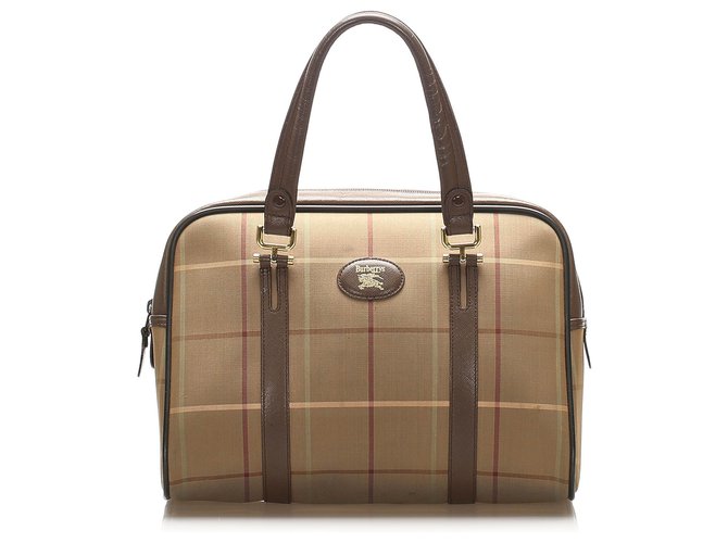 Burberry Brown Plaid Canvas Handbag Multiple colors Leather Cloth Pony-style calfskin Cloth  ref.265104