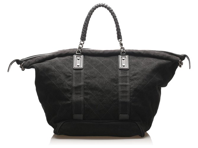 Chanel Black Timeless Canvas Travel Bag Leather Cloth Pony-style calfskin Cloth  ref.265155