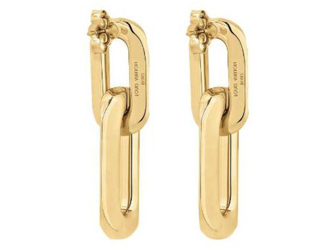 Louis Vuitton LV Edge gefütterte Ohrringe Gold hardware Metall  ref.264985