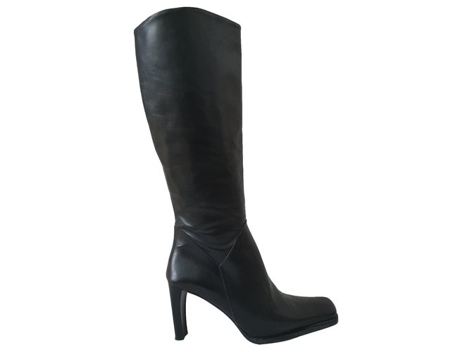 Square Toe Boots - Vintage! Black Leather  ref.265225