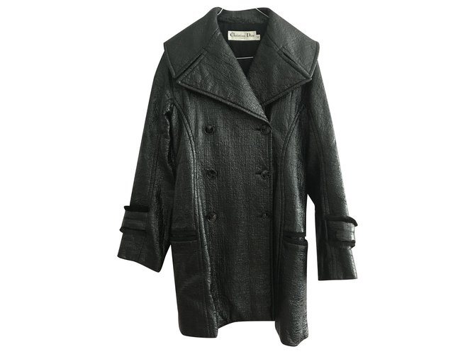 Dior Manteaux, Vêtements d'extérieur Soie Coton Fourrure Noir  ref.265313