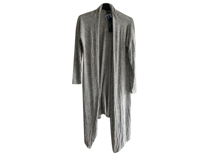 Autre Marque JOAN VASS New York - New With Tag Long Cardigan Gris, Taille XL Polyester Rayon Lycra  ref.265382