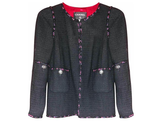 Chanel 7K $ Paris-Shanghai schwarze Jacke Mehrfarben Tweed  ref.265394