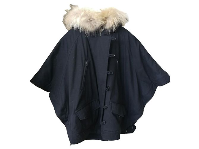 The Kooples FPAR1322 Parka Capa Negra de Algodón Negro