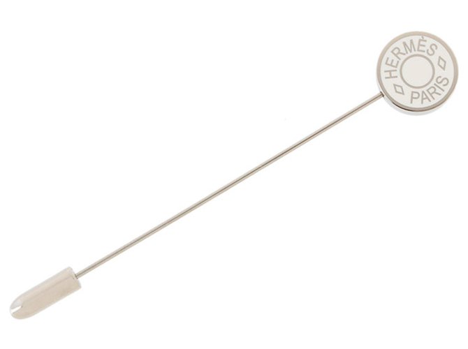 Hermès Pin de palo Hermes Silver Clou de Selle Plata Metal  ref.265520