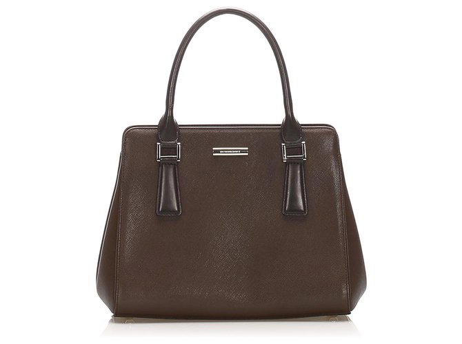 Burberry Brown Leather Handbag Dark brown Pony-style calfskin  ref.265537