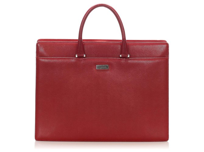 Burberry Red Leather Business Bag Rot Bordeaux Leder Kalbähnliches Kalb  ref.265539