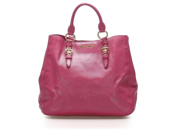 Bolso satchel de cuero rosa Miu Miu Becerro  ref.265568