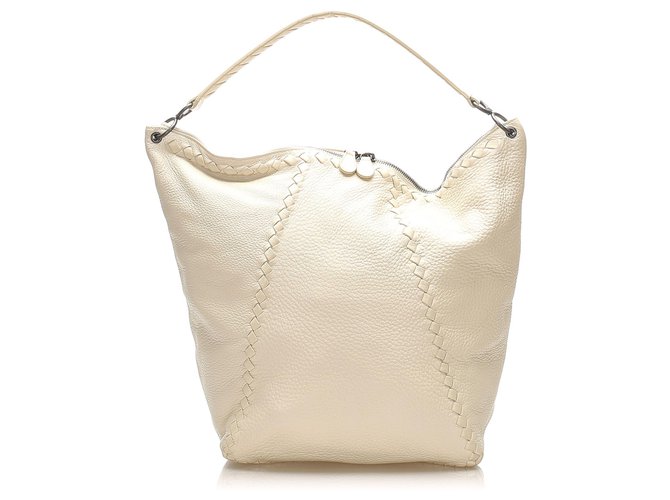 Bottega Veneta White Baseball Leather Hobo Bag Pony-style calfskin  ref.265570