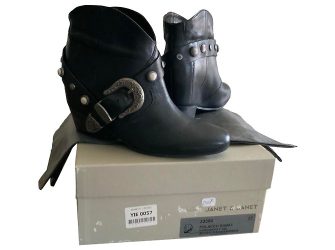 Botines Janet & Janet Polacco Rabat de piel negra
