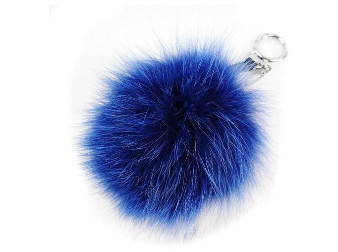 Fendi Bijoux de sac Pompon Blue Fur  ref.265618