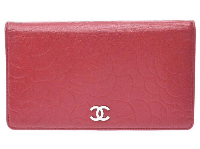 Chanel Geldbörse Rot Leder  ref.265635