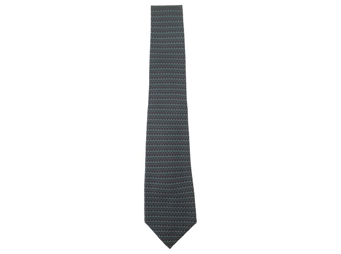 Hermès Hermes cravatta verde e bordeaux Multicolore Seta  ref.265636