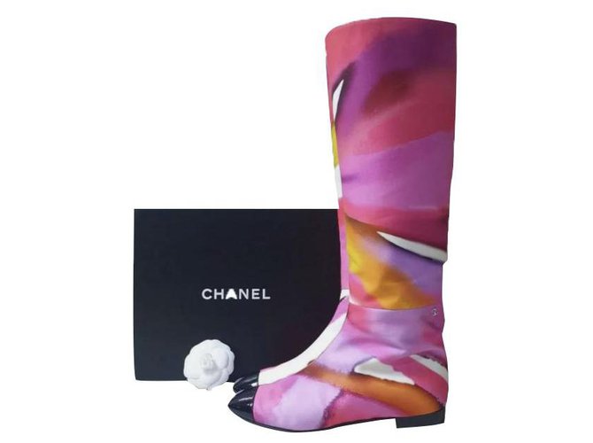 Collection défilé Chanel prêt-à-porter SS 2015 Bottines Sz.39 Toile Multicolore  ref.265651