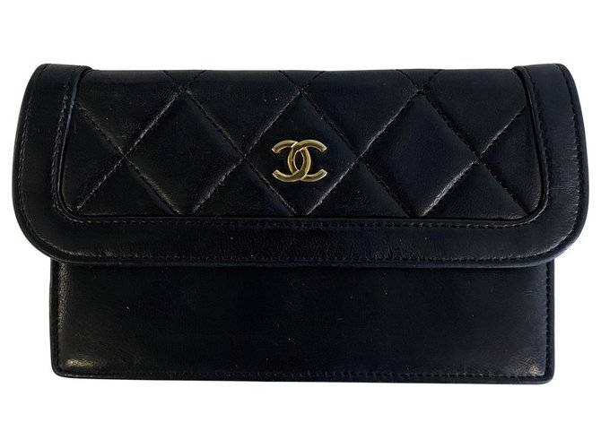 Chanel Flap Bag Negro Cuero  ref.265659