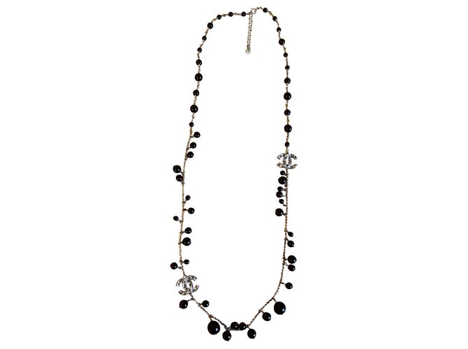 Chanel Necklaces Black Pearl  ref.265692
