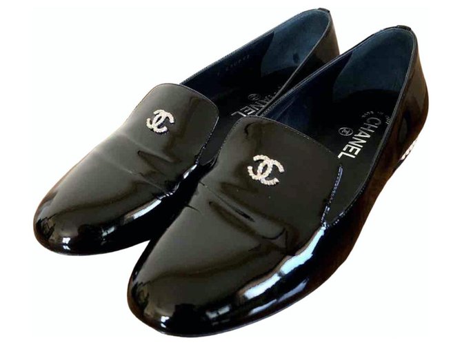 Chanel Flats Black Leather  ref.265711