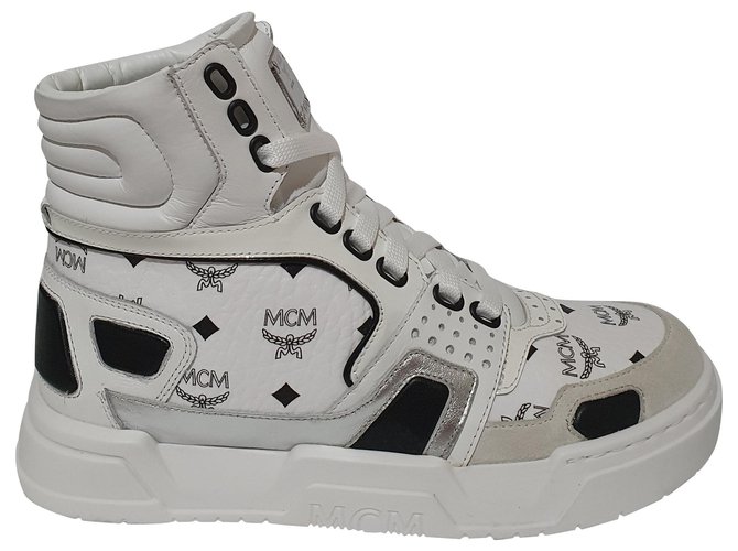 MCM sneakers Cuir Noir Blanc  ref.265740