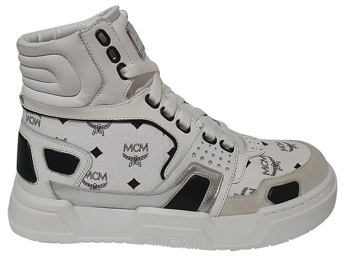 MCM White High Trainers Leather Sneakers Size 36 Black