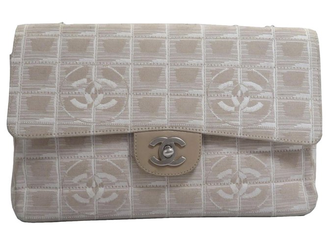 Chanel Pink New Travel Line Classic Canvas Flap Bag Cloth Cloth  ref.265791