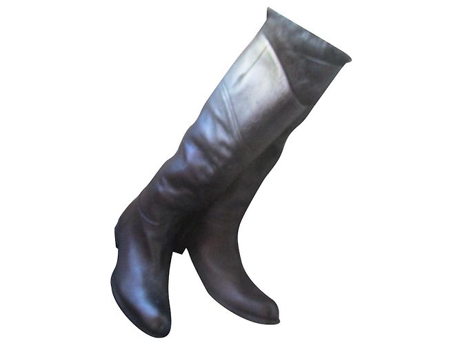 Hugo Boss Riding Boots Black Leather Size 36