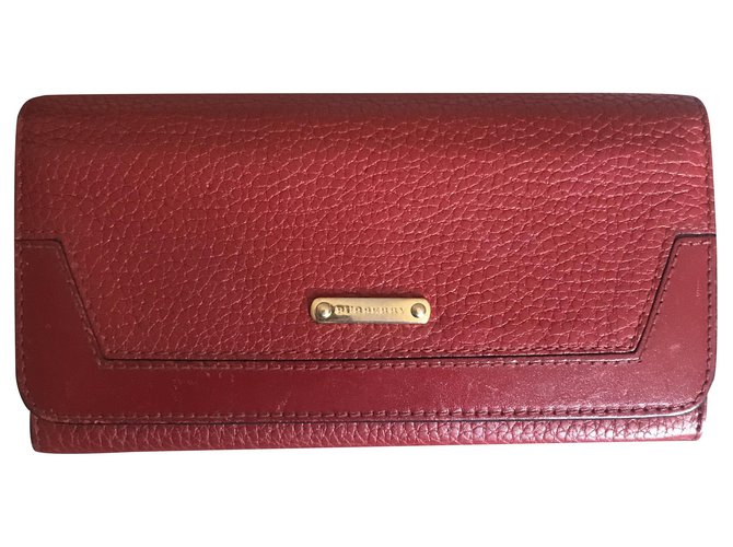 Burberry leather wallet Red  ref.265914