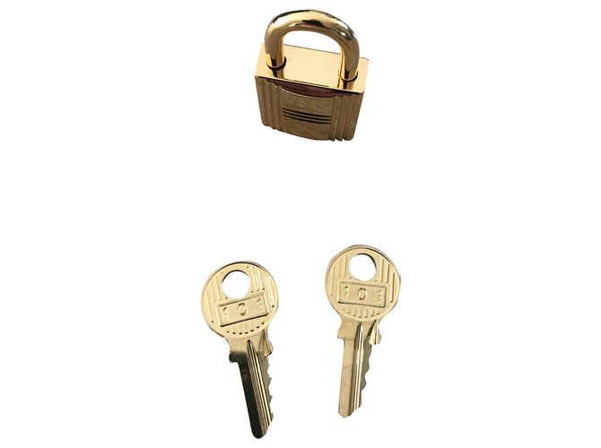 Cadenas hermès acier doré pour Kelly birkin Blanc Bijouterie dorée  ref.266011