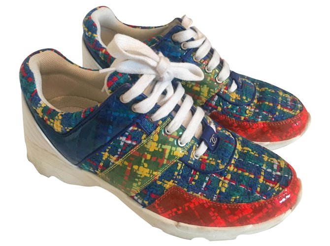 Chanel Zapatillas de tweed y pitón Multicolor  ref.266048