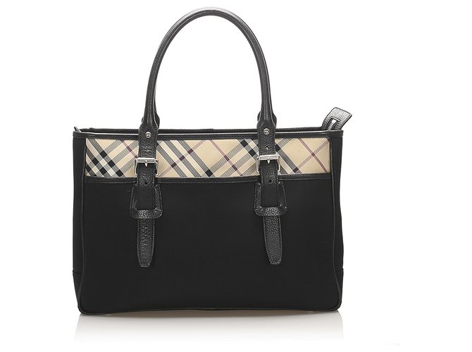 Burberry Black Nova Check Leather Tote Bag Multiple colors Cloth Pony-style calfskin Cloth  ref.266165