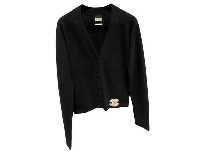 Chanel Knitwear Black White Cashmere  ref.266251