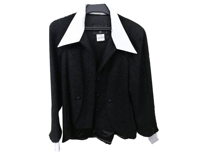 Chanel Chaqueta de tweed negra Multicolor  ref.266284