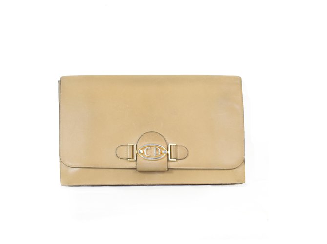 Christian Dior leather clutch Beige  ref.266334