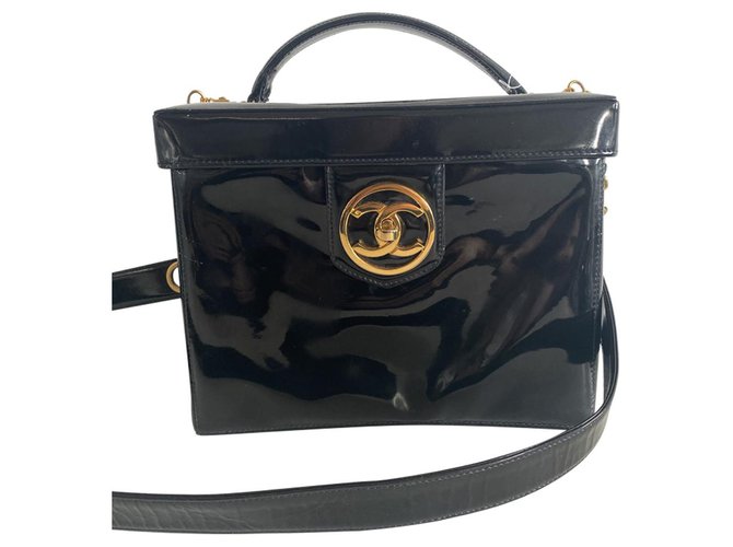 Bolsa de maquillaje CHANEL Negro Cuero  ref.266368