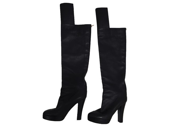 Chanel Boots Black Leather  ref.266377