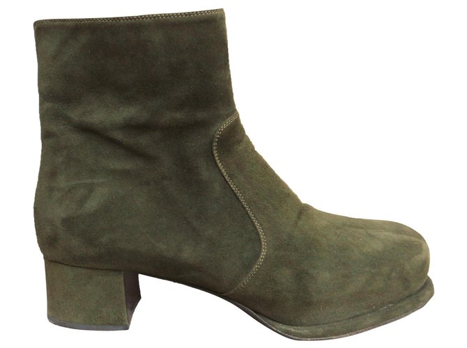 Prada p boots 41 Olive green Deerskin  - Joli Closet