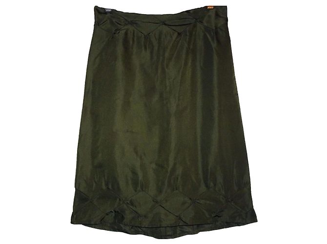 FALDA DE SEDA RARE A-LINE DE JIL SANDER Verde oscuro