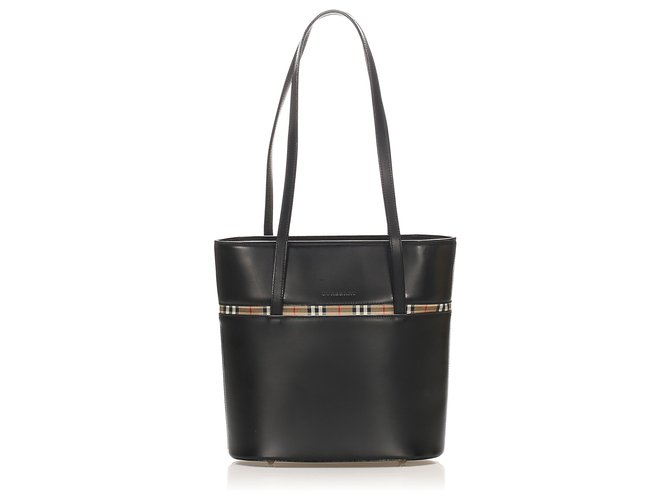 Burberry Black House Check Leather Shoulder Bag Multiple colors Pony-style calfskin  ref.266457