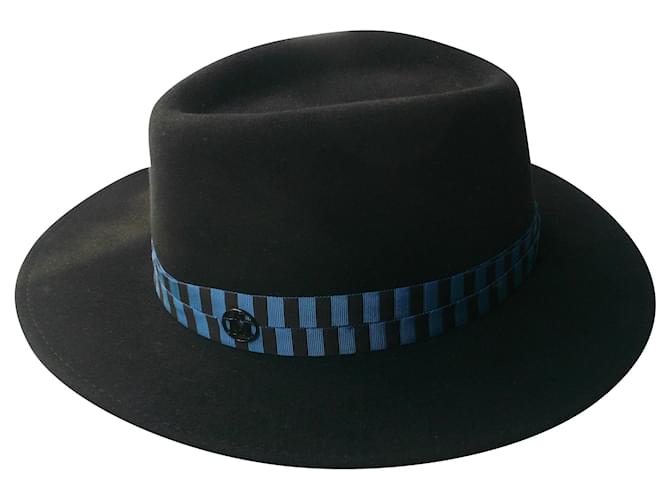 MAISON MICHEL Thadée black ribbon hat New Wool  ref.266609