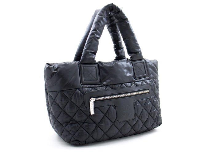 CHANEL Coco Cocoon PM Nylon Tote Bag Handbag Black Bordeaux  ref.266646